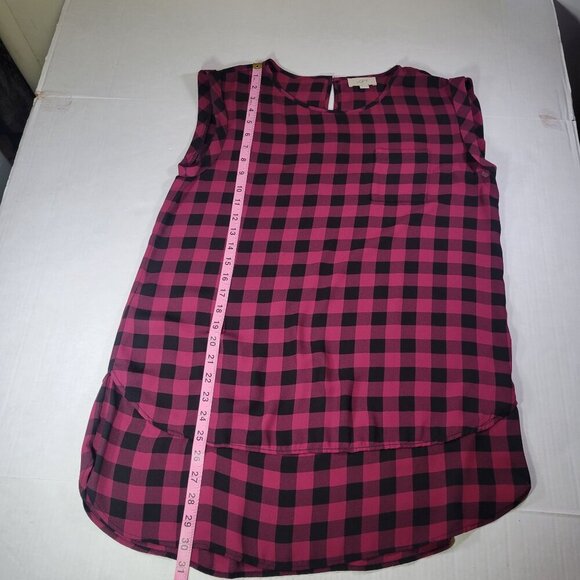 Loft Outlet Women Pink & Black Plaid Lightweight Sleeveless Blouse Size M - Picture 4 of 8